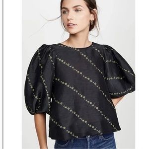 Ganni silk linen top